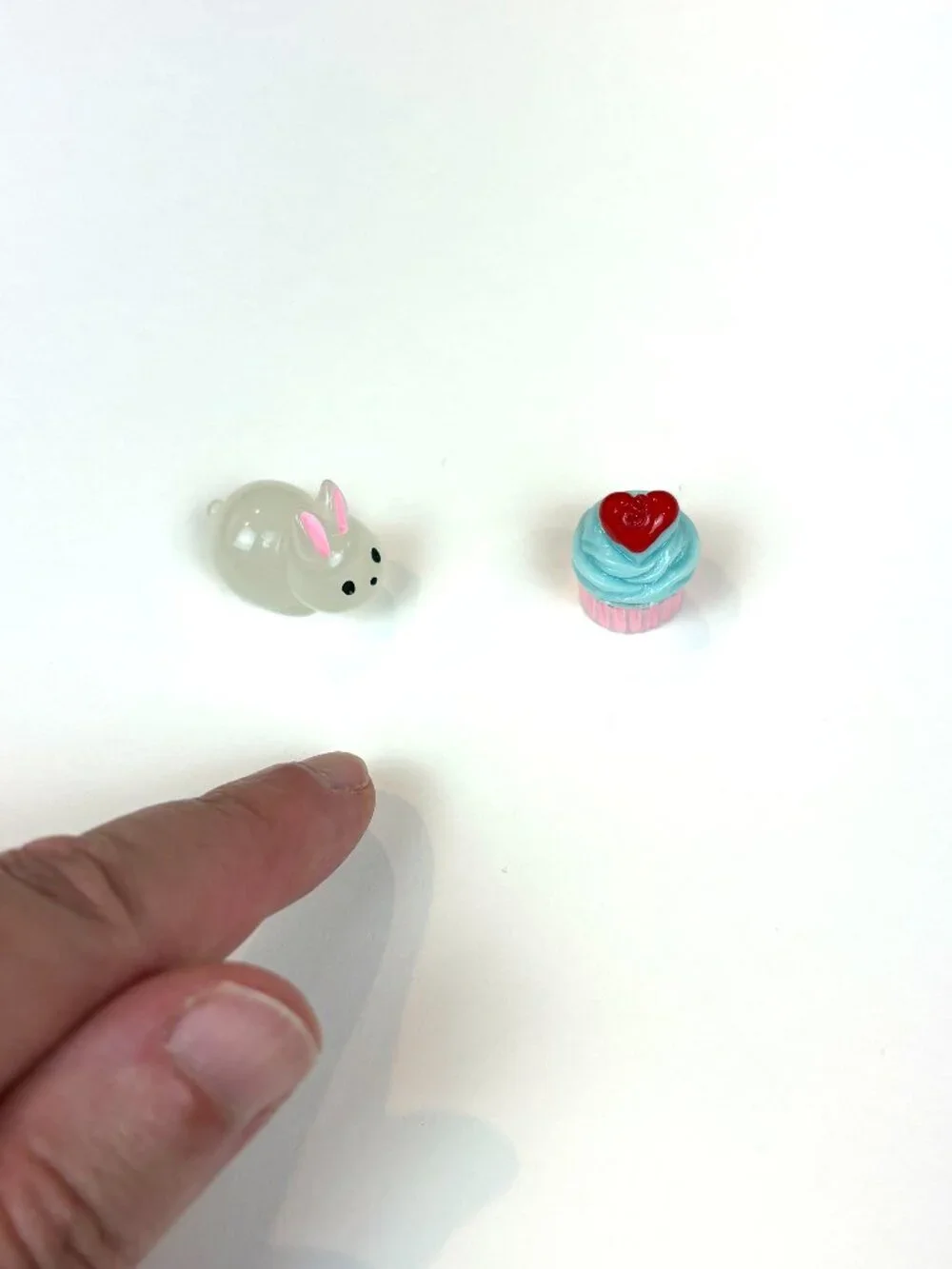 Cute miniature resin rabbit and cupcake charms or party cake topper decorations